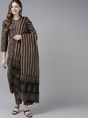 Black printed cotton kurta-suits 1