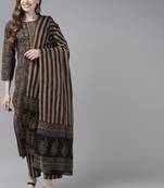 Black printed cotton kurta-suits