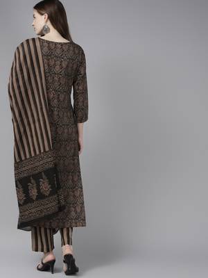 Black printed cotton kurta-suits 2