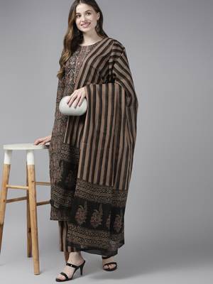 Black printed cotton kurta-suits 5