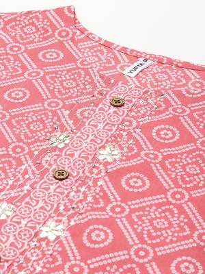 Pink printed cotton kurta-suits 3