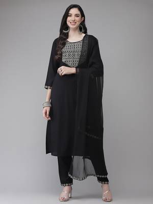 Black plain rayon kurta-suits 1