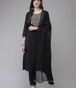 Black plain rayon kurta-suits