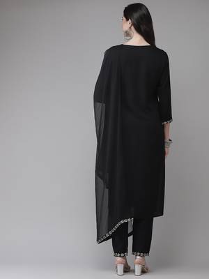 Black plain rayon kurta-suits 2