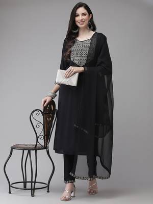 Black plain rayon kurta-suits 5