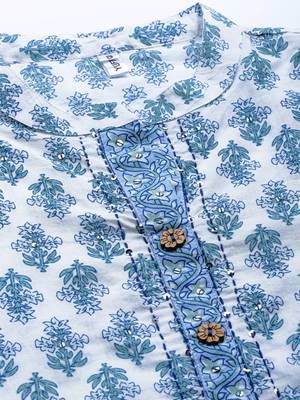 Blue printed cotton kurta-suits 3