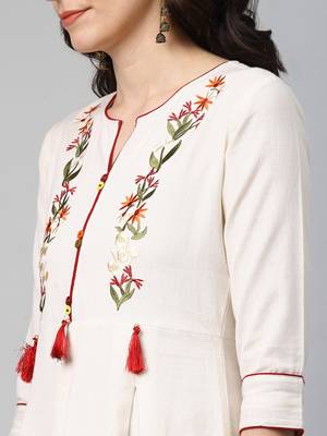 White plain cotton kurti-trouser 4