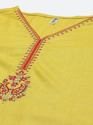 Mustard embroidered cotton kurta-suits 3