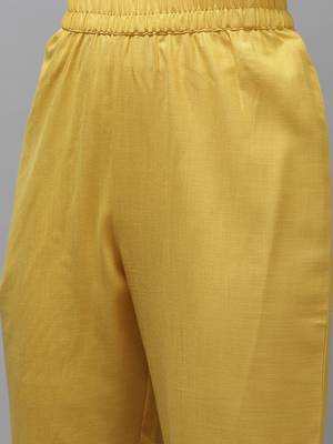 Mustard embroidered cotton kurta-suits 4