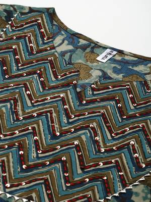 Olive printed cotton kurta-suits 3