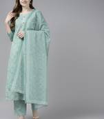 Green printed cotton kurta-suits