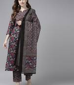 Navy-blue printed cotton kurta-suits