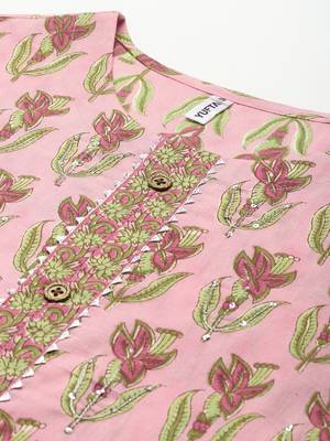 Pink printed cotton kurta-suits 3