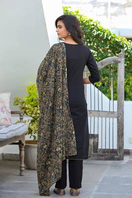 Black plain cotton kurta-suits 2