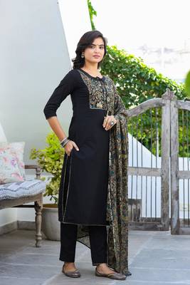 Black plain cotton kurta-suits 3
