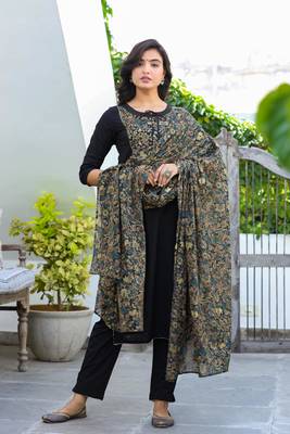Black plain cotton kurta-suits 4