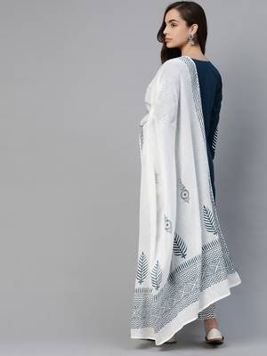 Blue plain cotton kurta-suits 2