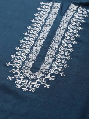 Blue plain cotton kurta-suits 3