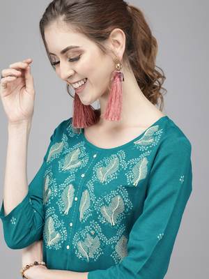 Blue embroidered rayon palazzo-kurta 2