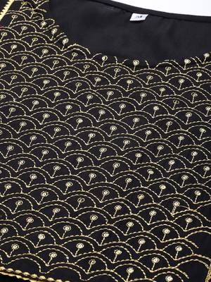 Black embroidered rayon palazzo-kurta 3