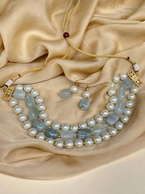 Jaipur Pista Pearl Stone Choker 1