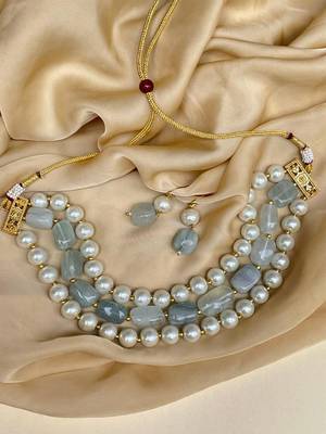 Jaipur Pista Pearl Stone Choker 2