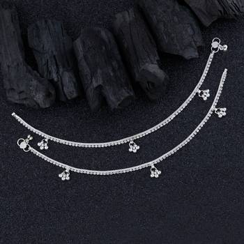 SILVER SHINE Silver Plated Delicated Ghungroo Payal  Anklet for Women And Girl 1