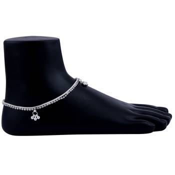 SILVER SHINE Silver Plated Delicated Ghungroo Payal  Anklet for Women And Girl 2