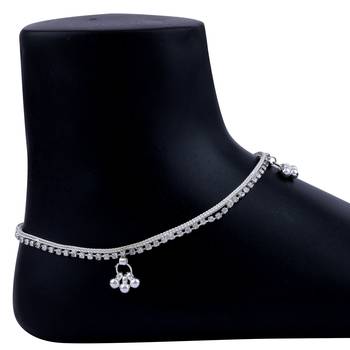 SILVER SHINE Silver Plated Delicated Ghungroo Payal  Anklet for Women And Girl 4