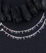 SILVER SHINE Silver Plated Multi Color Diamond  Payal  Anklet for Women And Girl