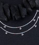 SILVER SHINE Silver Plated Multi Color Diamond Ghungroo Payal  Anklet for Women And Girl