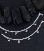 SILVER SHINE Silver Plated Payal  Anklet for Women And Girl