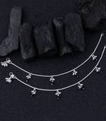 Silver Shine Silver Plated  Chain Designe Plain Ghungroo Payal Anklet For Women Gilrs