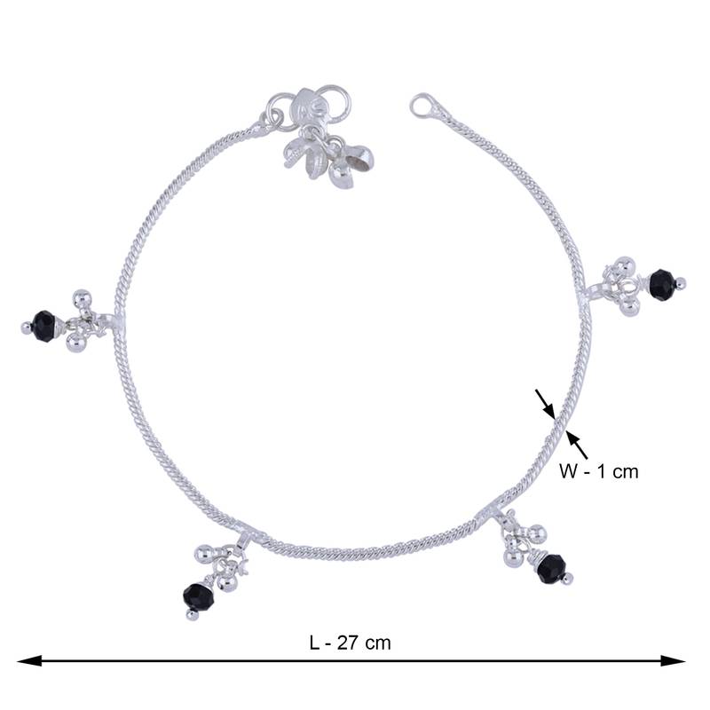 Silver Shine Silver Plated Chain Designe Plain Ghungroo Payal