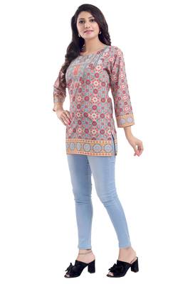 Ash Gray Faux Crepe Short Kurti kurti kurti 2