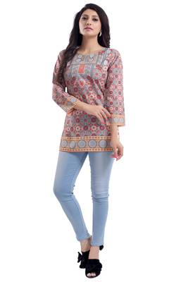 Ash Gray Faux Crepe Short Kurti kurti kurti 3