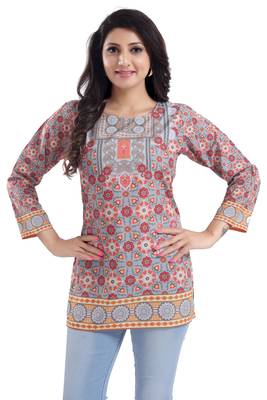 Ash Gray Faux Crepe Short Kurti kurti kurti 4