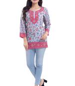 Ash Gray Faux Crepe Beautiful Short Kurti kurti
