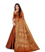 brown Kanjeevaram Silk  saree with blouse piece