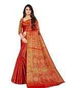 red Kanjeevaram Silk  saree with blouse piece
