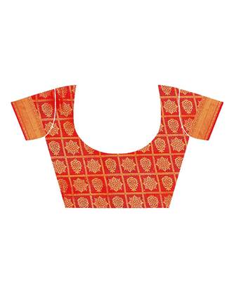 red Kanjeevaram Silk  saree with blouse piece 4