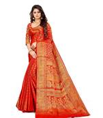 red Kanjeevaram Silk  saree with blouse piece