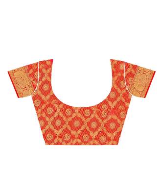 red Kanjeevaram Silk  saree with blouse piece 4