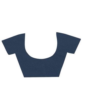 navy blue Cotton Doriya saree with blouse piece 5