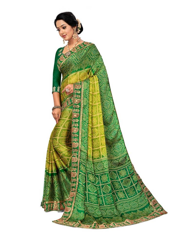 Embroidered Bandhani Moss Chiffon Sareebandhani-sarees-bandhej
