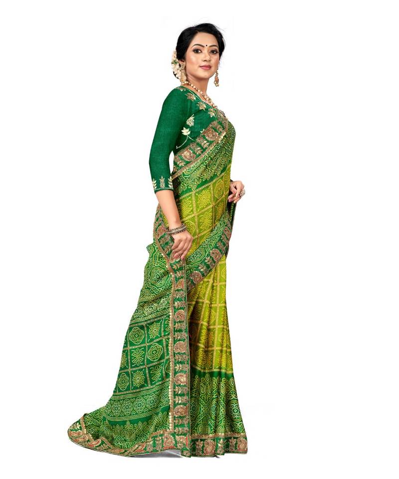 Embroidered Bandhani Moss Chiffon Sareebandhani-sarees-bandhej