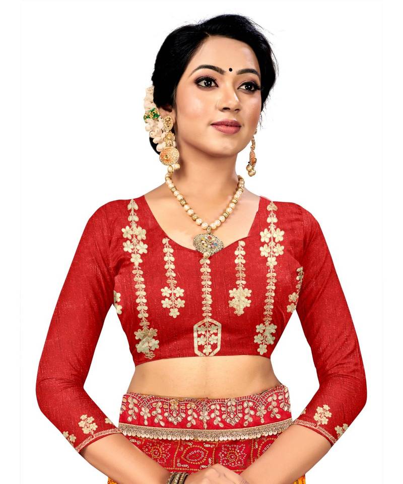 Embroidered Bandhani Moss Chiffon Sareebandhani-sarees-bandhej