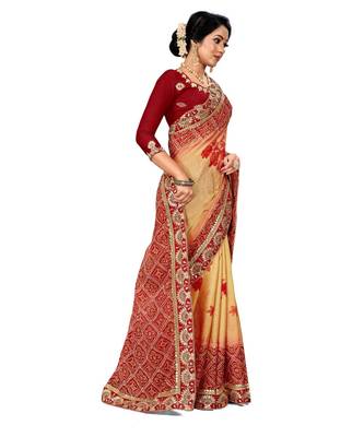 Embroidered Bandhani Moss Chiffon Sareebandhani-sarees-bandhej 3