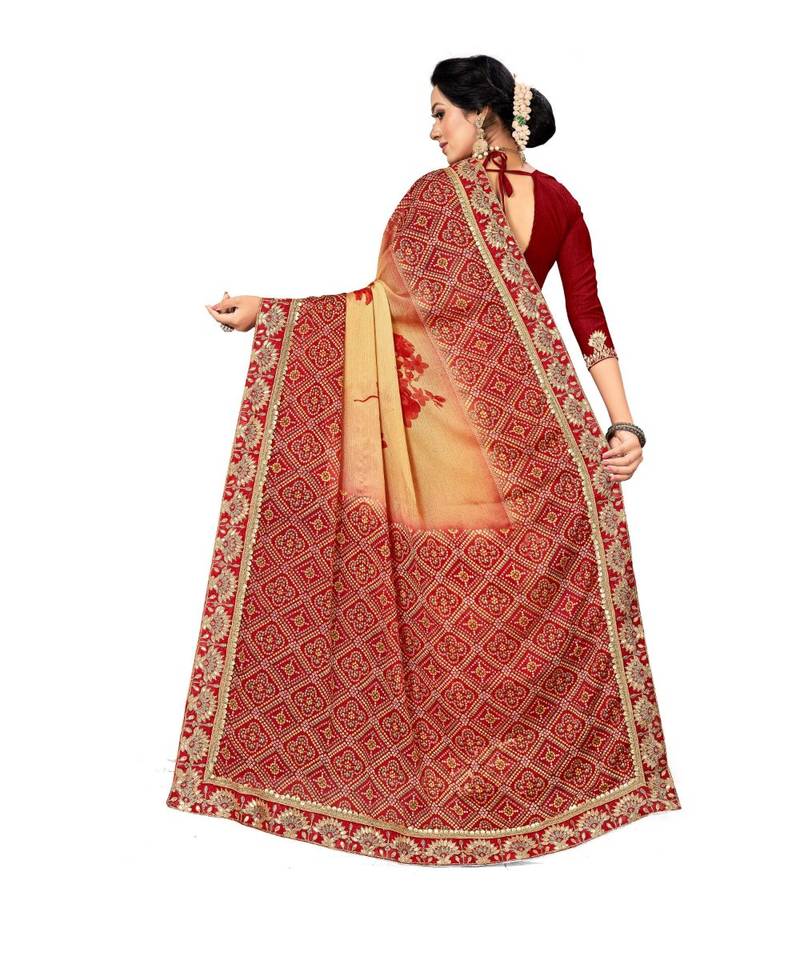 Embroidered Bandhani Moss Chiffon Sareebandhani-sarees-bandhej