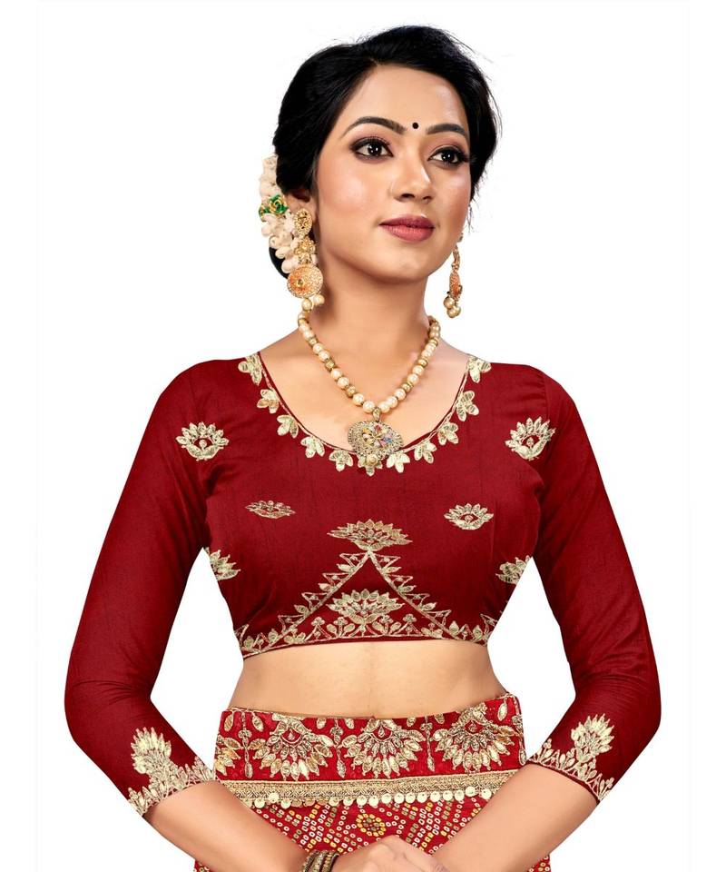 Embroidered Bandhani Moss Chiffon Sareebandhani-sarees-bandhej